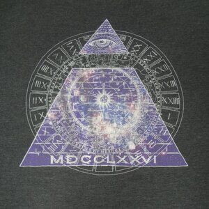BITTER SWEET TRIANGLE PYRAMID ALL SEEING EYE PURPLE - GRAY MEDIUM T-SHIRT L291